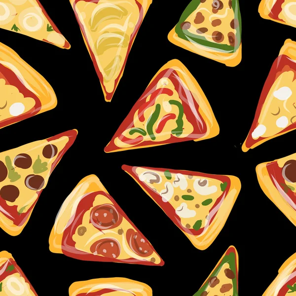 Pieces of pizza, seamless pattern for your design — Stock Vector