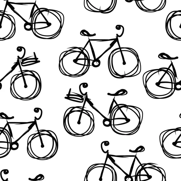 Bicycle sketch, seamless pattern for your design — Stock Vector