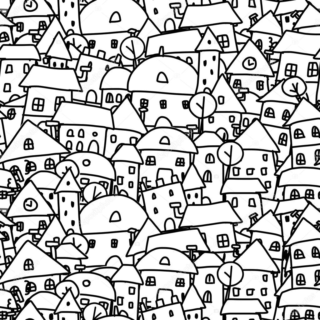 City sketch, seamless pattern for your design