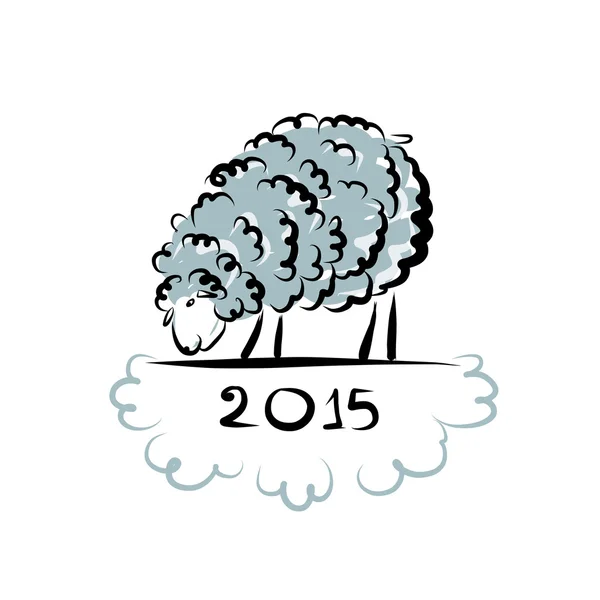 Sheep sketch, symbol of new year 2015 — Stock Vector