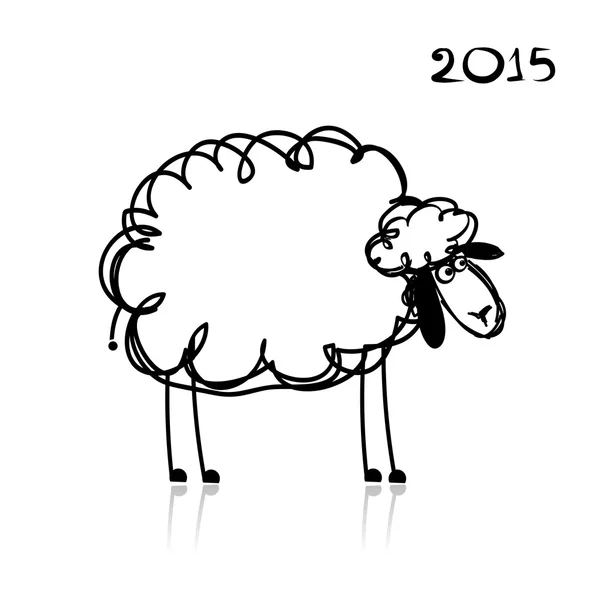 Sheep sketch, symbol of new year 2015 — Stock Vector