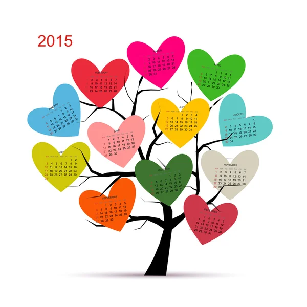 Albero di calendario 2015 per il Suo progetto — Vettoriale Stock