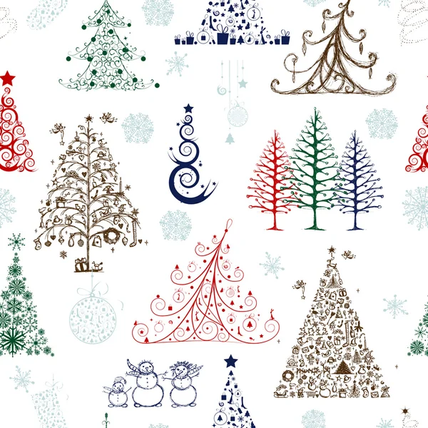 Arbres de Noël, motif sans couture pour votre conception — Image vectorielle