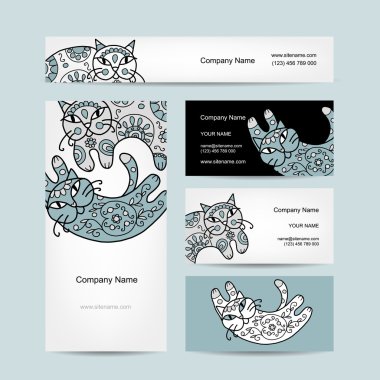 çiçek süsleme sanatı kedilerle. Kartvizit tasarım