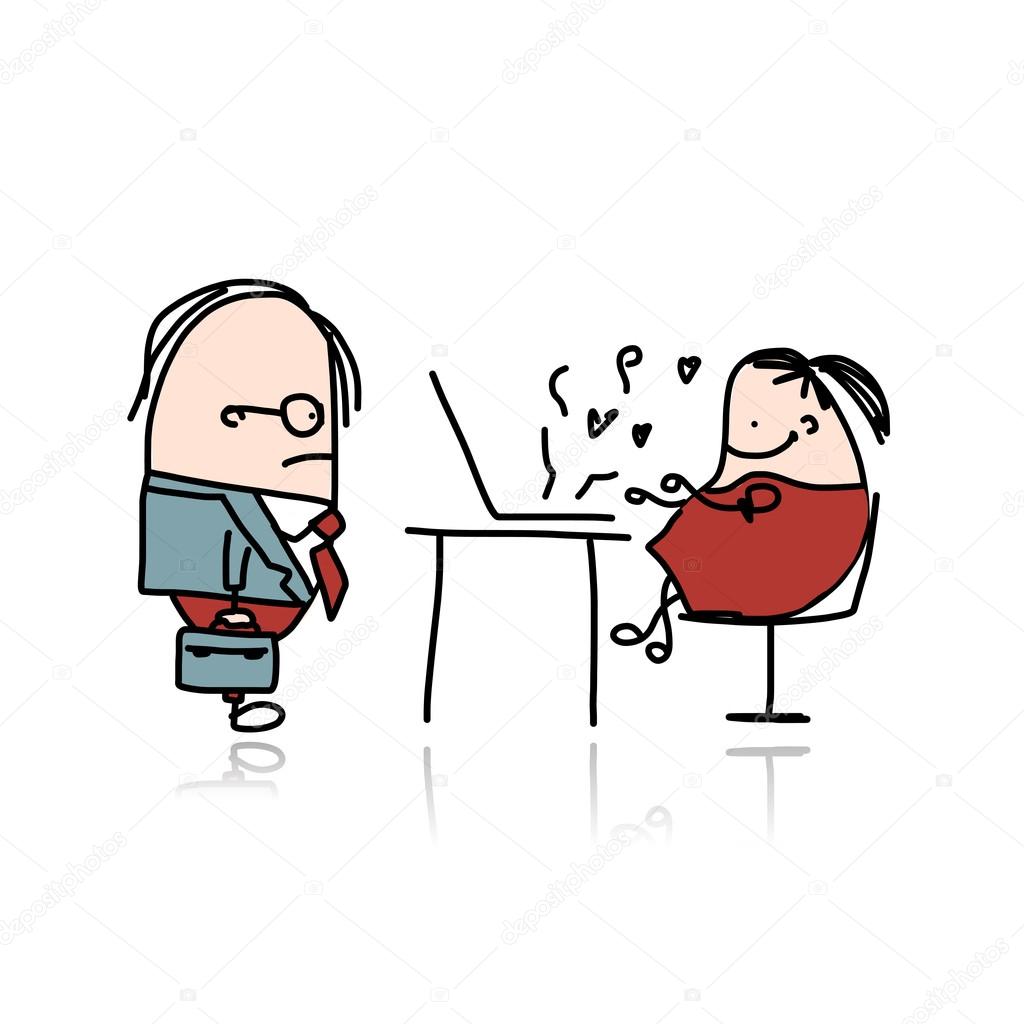 Angry boss and secretary, cartoon for your design