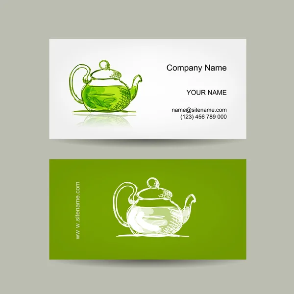 Σχεδιασμός επαγγελματικές κάρτες, πράσινο trea σκίτσο — Διανυσματικό Αρχείο