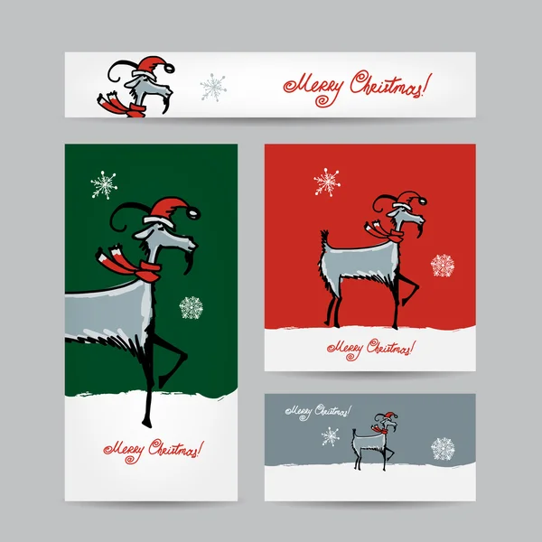 Funny goat santa. Christmas cards 2015 design. — Stock Vector