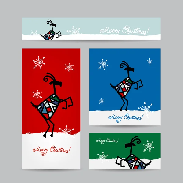 Santa cabra graciosa. Diseño de tarjetas de Navidad . — Vector de stock