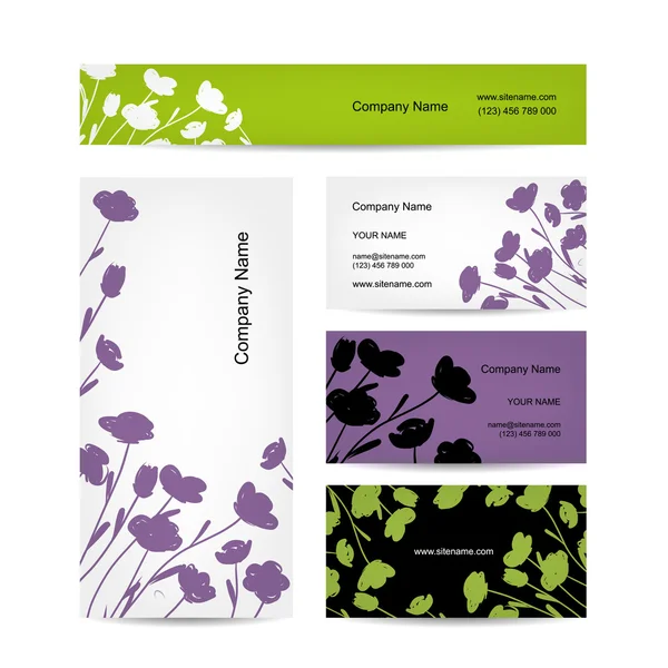 Carte de visite design, bouquet floral — Image vectorielle