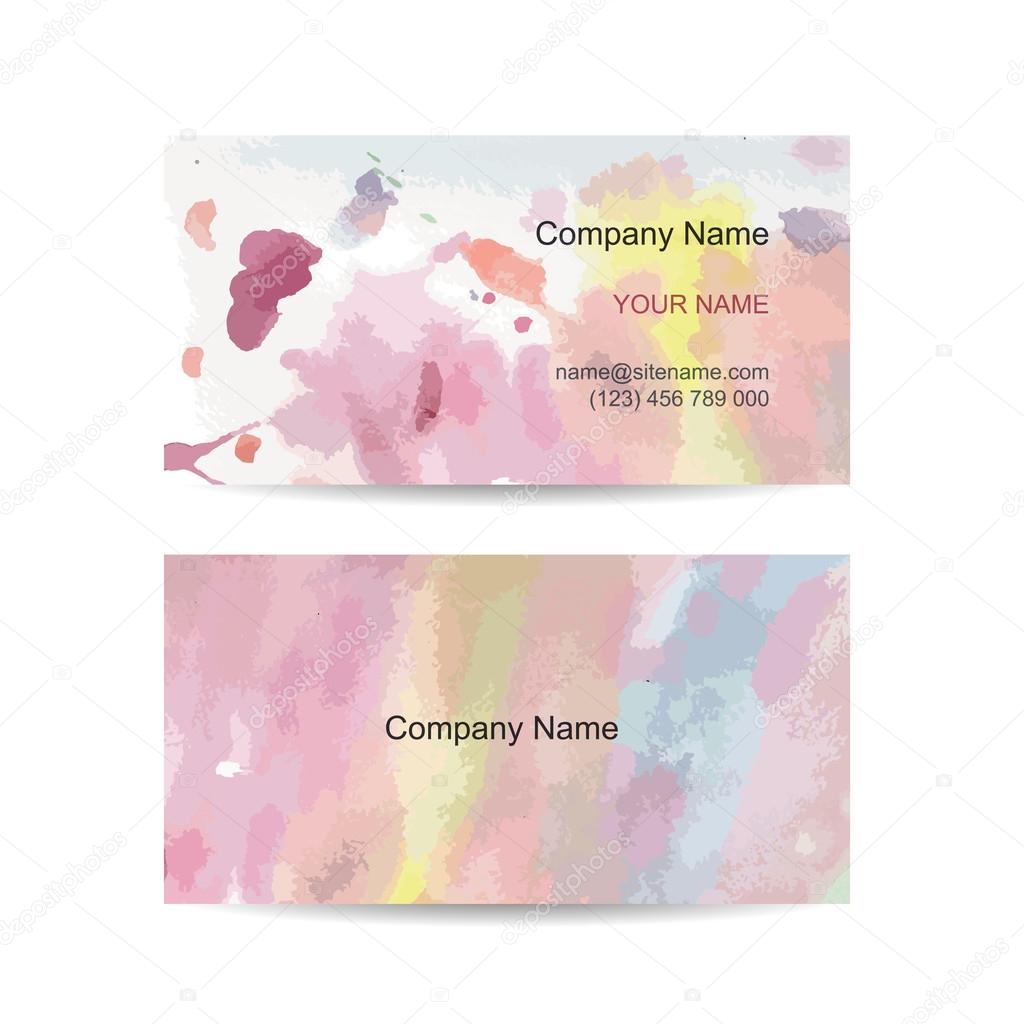 Business card template for your design. Watercolor background