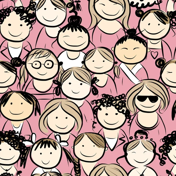 Women crowd, seamless pattern for your design — Stock Vector