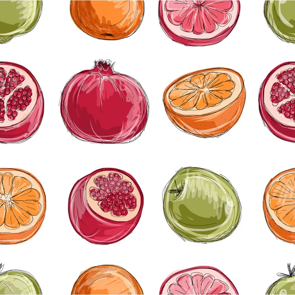 Conjunto de frutas, boceto para su diseño — Vector de stock