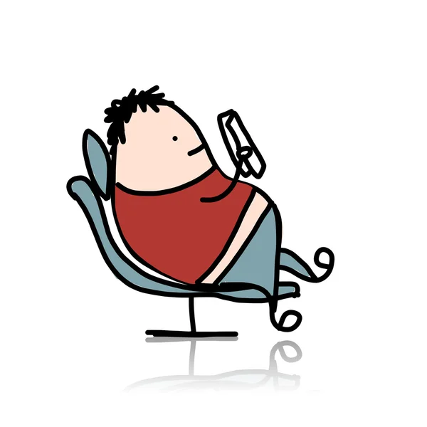 Man rest at armchair and read book — Stock Vector