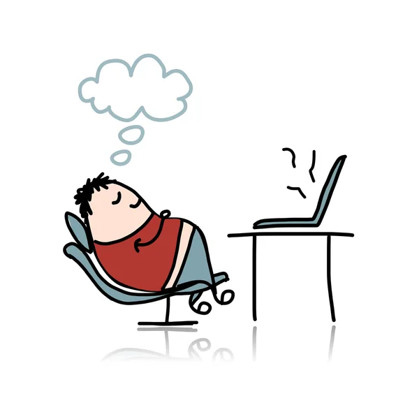 Hombre durmiendo en sillón en el lugar de trabajo — Archivo Imágenes Vectoriales