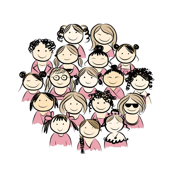 Group of women for your design — Stock Vector