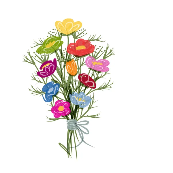 Bouquet floral, croquis pour votre design — Image vectorielle