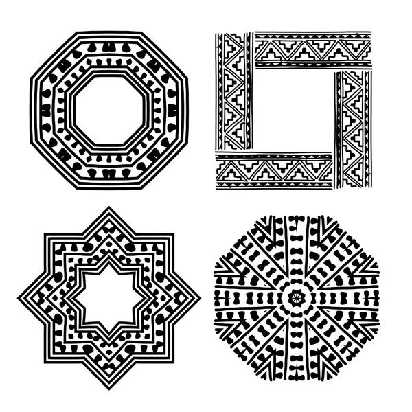 Frame set with ethnic handmade ornament for your design — Stock Vector