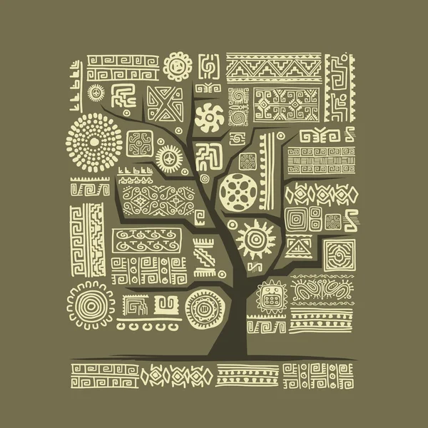 为您设计的手工饰品民族树 — 图库矢量图片