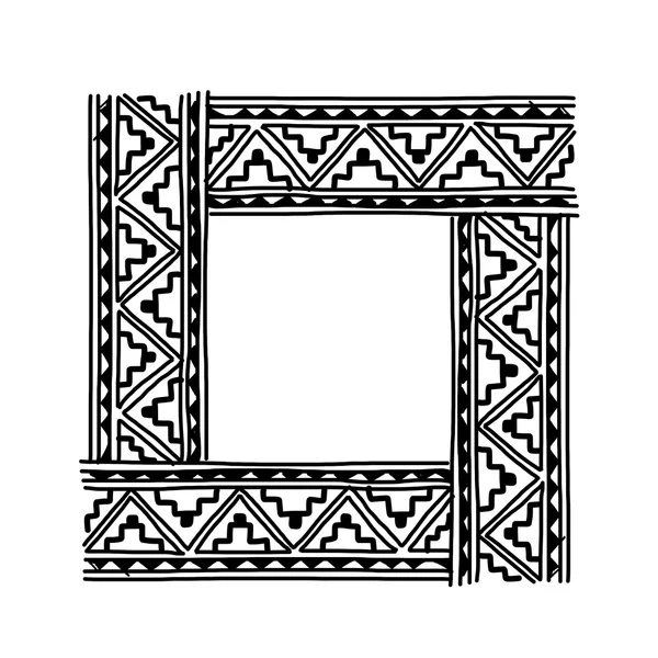 Moldura com ornamento artesanal étnico para o seu design — Vetor de Stock