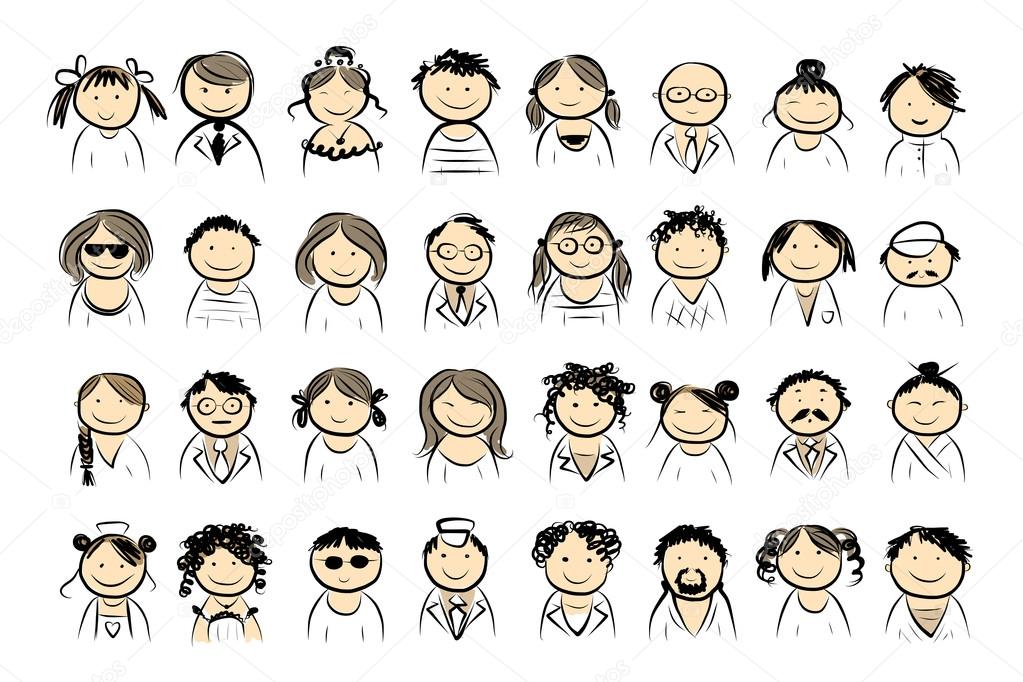 People icons sketch for your design Stock Vector Image by ©Kudryashka