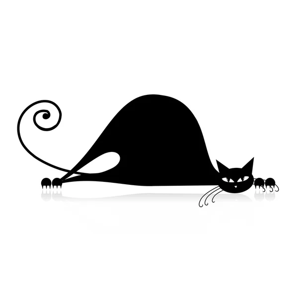 Silhouette chat noir pour votre design — Image vectorielle