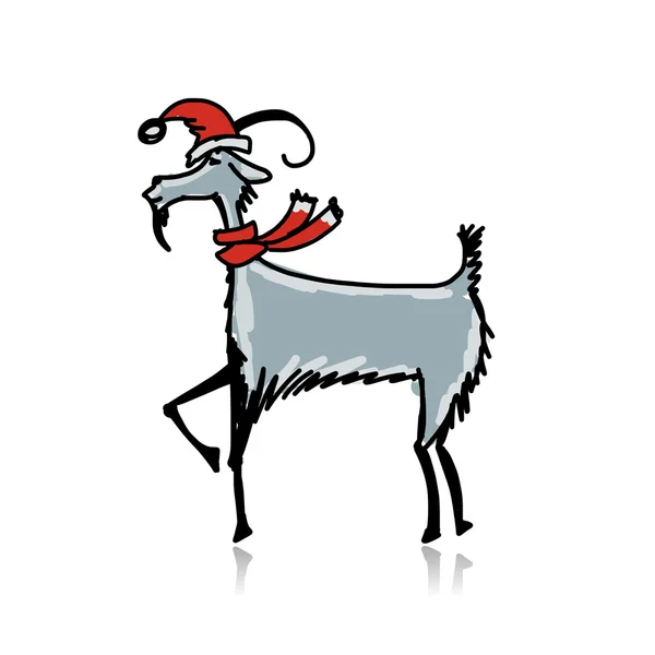 Funny goat sketch. Symbol of 2015 new year — Stock Vector