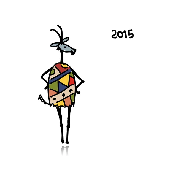 Drôle de croquis de chèvre. Symbole de la nouvelle année 2015 — Image vectorielle