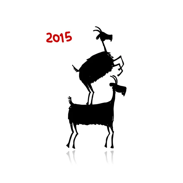 Funny goat sketch. Symbol of 2015 new year — Stock Vector