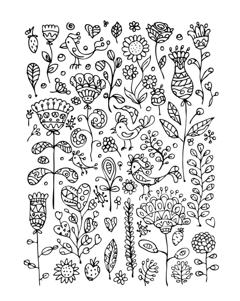Ескіз квіткового візерунка для вашого дизайну — стоковий вектор