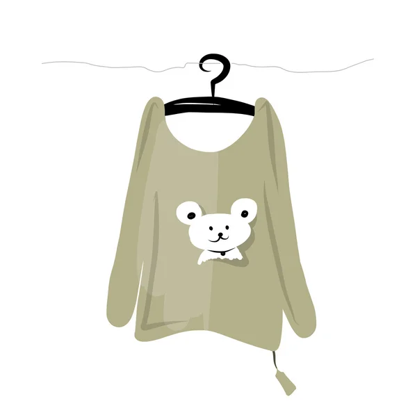 Top on hangers with funny bear design — Stock Vector