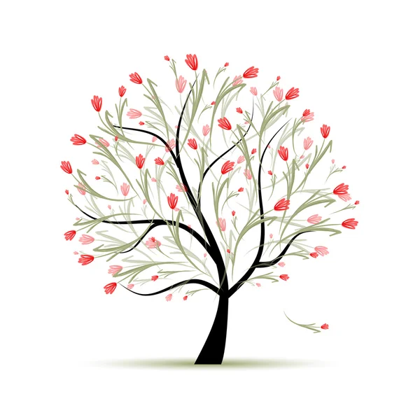 Árbol de primavera floral para su diseño — Vector de stock