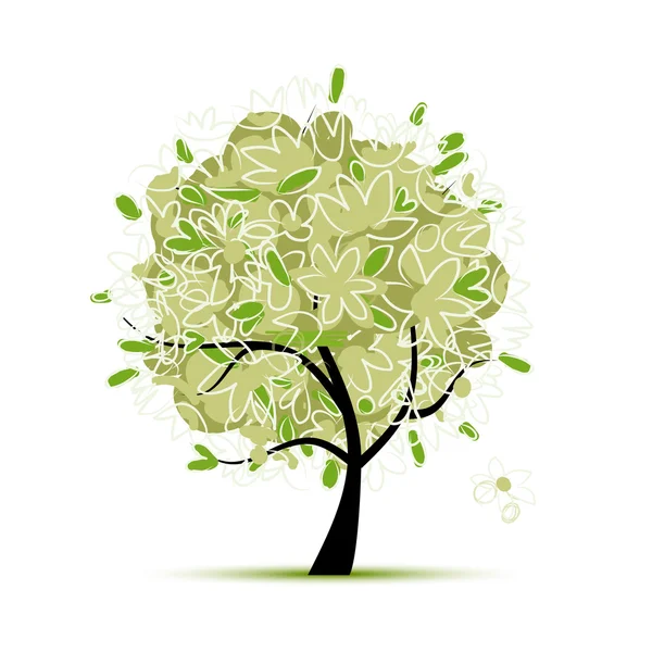 Árbol de arte verde para su diseño — Vector de stock