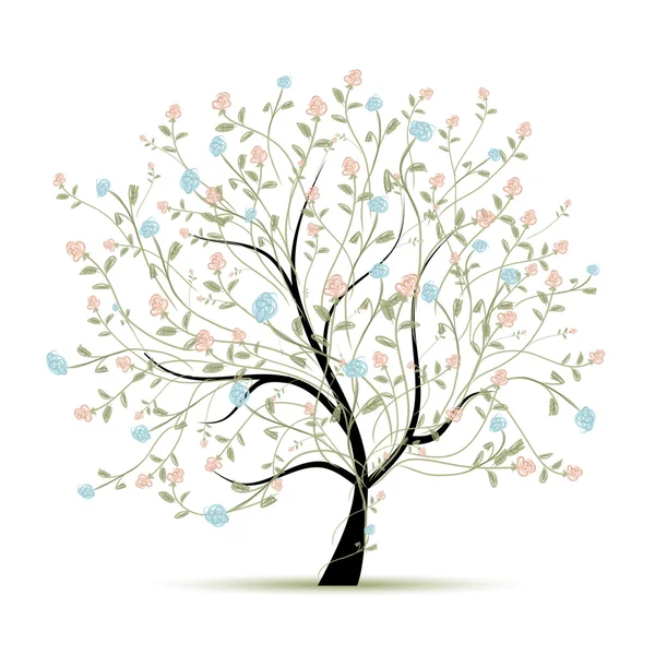 Lente boom met bloemen voor uw ontwerp — Stockvector
