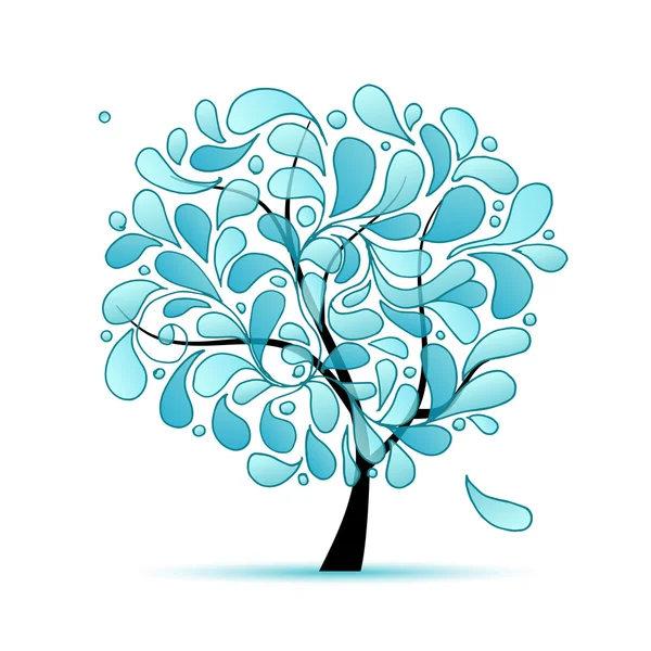 Umění strom s kapkami vody pro váš návrh — Stockový vektor