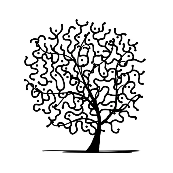 Árbol de arte remolino para su diseño — Vector de stock