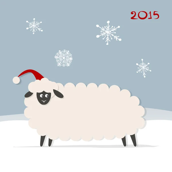 Funny Oveja Santa, símbolo del año nuevo 2015 — Vector de stock