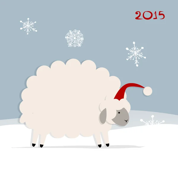 Funny Oveja Santa, símbolo del año nuevo 2015 — Vector de stock