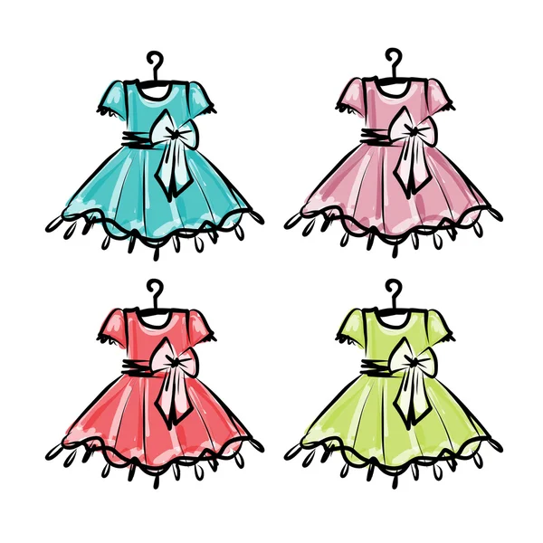 Baby dress on hangers for your design — Stock Vector