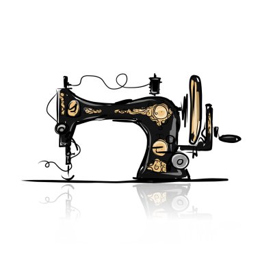 tasarımınız için dikiş makinesi retro kroki