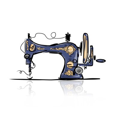 tasarımınız için dikiş makinesi retro kroki