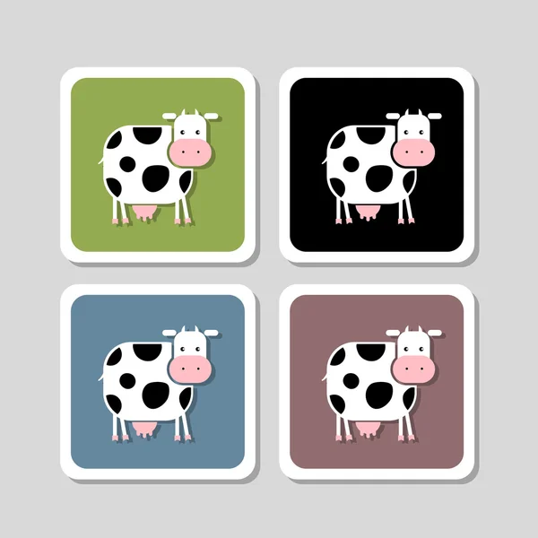 Stickers avec vache drôle pour votre design — Image vectorielle