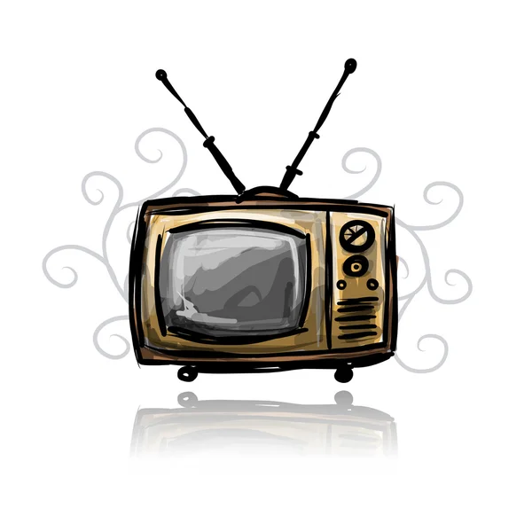 Retro tv, boceto para tu diseño — Vector de stock