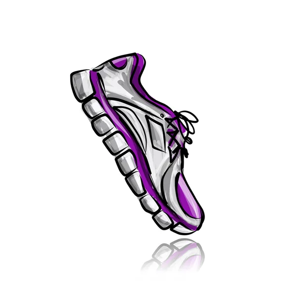 Sport sneakers, sketch for your design — Stock Vector