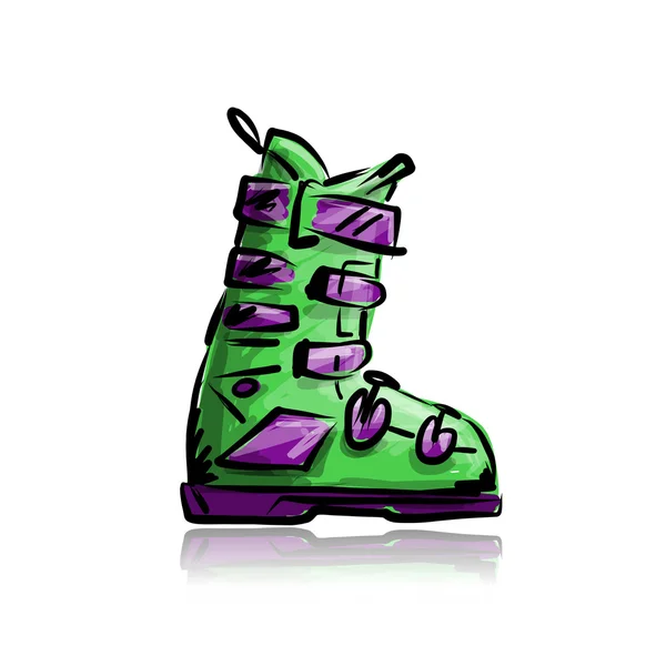 Bottes de ski, croquis pour votre design — Image vectorielle