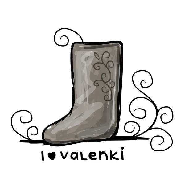 Bottes en feutre, croquis pour votre design — Image vectorielle