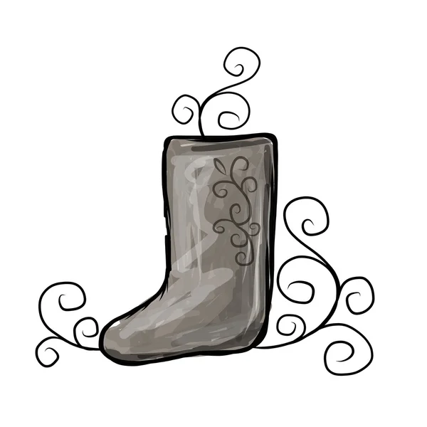 Felt boots, sketch for your design — Stock Vector