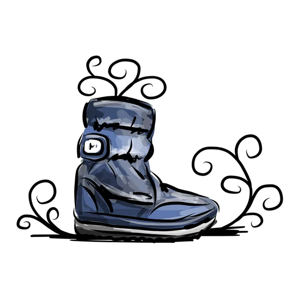 冬の靴、あなたの設計のためのスケッチ — ストックベクタ