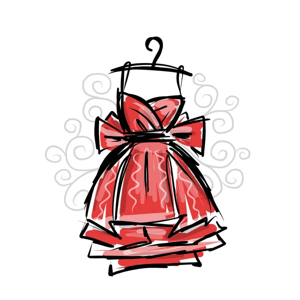 Kleid auf Kleiderbügel, Skizze für Ihr Design — Stockvektor