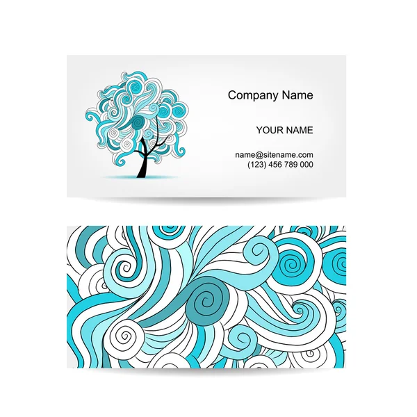 Jeu de cartes de visite design avec arbre d'art — Image vectorielle