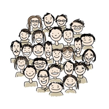 Bir grup insan, tasarımınız için çizim yapın.